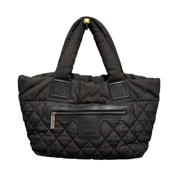 Chanel Charcoal Gray Quilted Coco Cocoon Double Handle Tote Bag AS IS - Picture 1 of 14